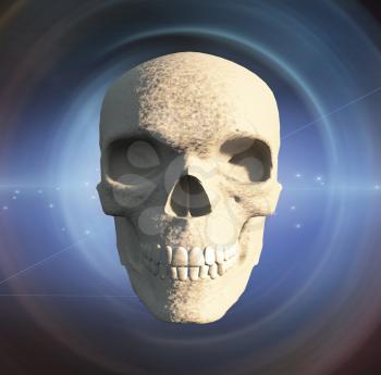 Skull design in tunnel of light