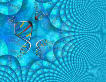 DNA Genetics fractal. 3D rendering