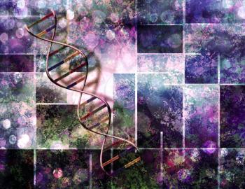 DNA strand. Modern geometric background in vivid colors 