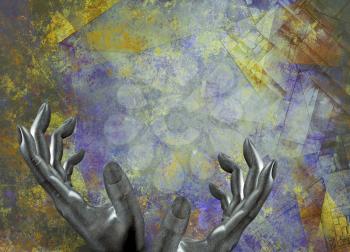 Abstract Painting. Stone human hands