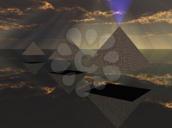 Pyramids hovers in the sky
