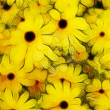 Yellow flowers abstract composition