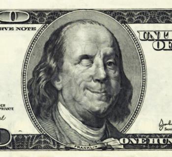 Smiling Ben Franklin with Wink