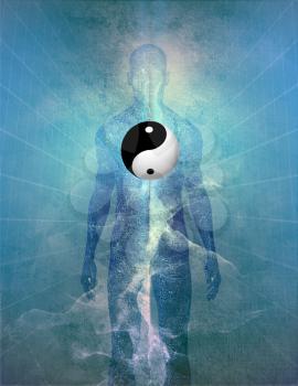 Yin Yang symbol on human silhouette