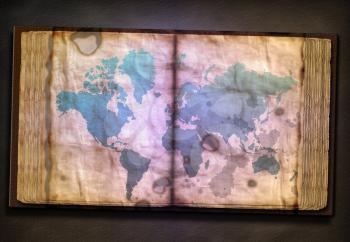 Old Tome with World Map