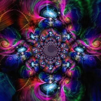 Geometric fractal in vivid colors. Life and Death