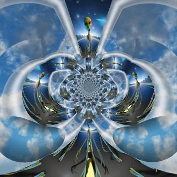 Aliens. Mirrored fractal art. Digital painting