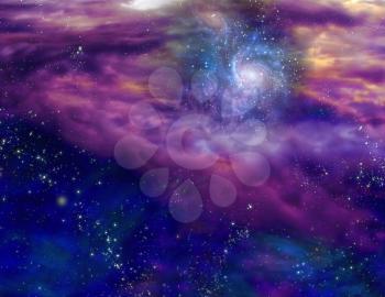Galaxy in purple blue space