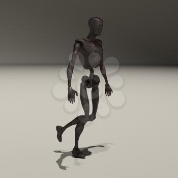Rusted alien or droid. 3D rendering
