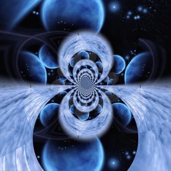 Planetary fractal. Man in endless dimensions