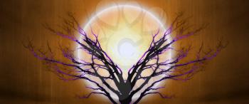 Mystic tree of life in moonlight