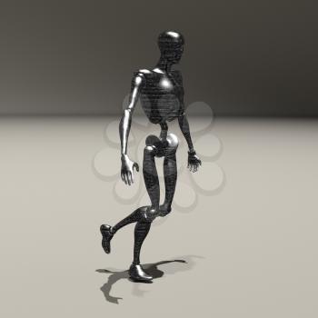 Rusted alien robot or droid. 3D rendering