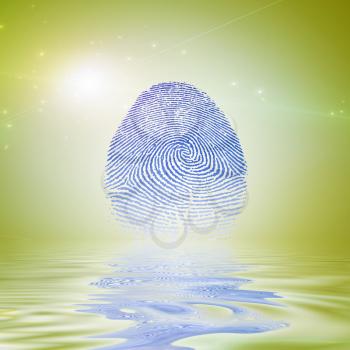 Fingerprint and water reflections. 3D rendering