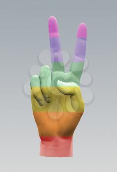 Rainbow Peace Sign. Hand gesture