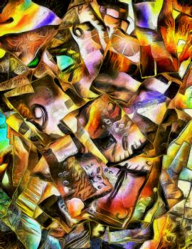 Colorful dimensional abstract painting. 3D rendering