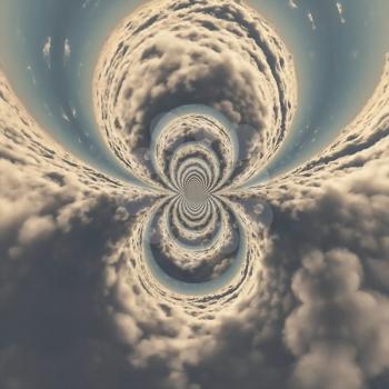 Surreal clouds fractal. 3D rendering