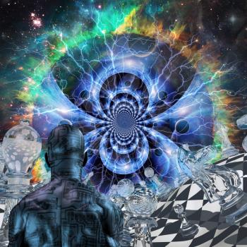 Surreal chess and space fractal. 3D rendering