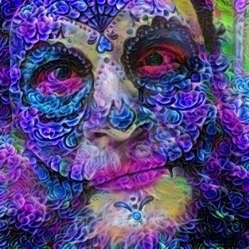Day of the dead. Man portrait. Vivid painting. 3D rendering