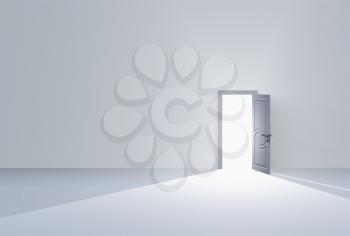 Doorway filling room with light. 3D rendering
