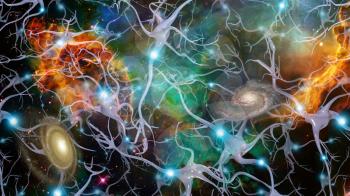 Brain Cells Neurons and Deep Space. 3D rendering
