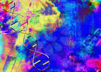 Genesis of human DNA. Modern art. 3D rendering