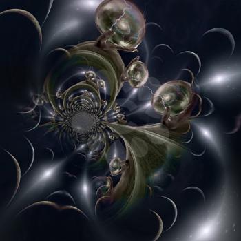 Inside the crystal ball. Spiritual art. 3D rendering
