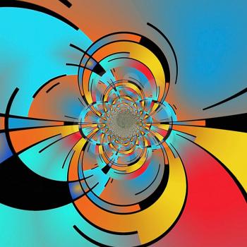 Abstract fractal of concentric circles. 3D rendering