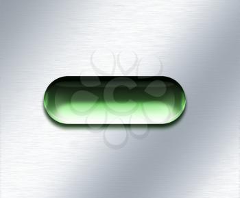 Oval green button. Modern digital art. 3D rendering