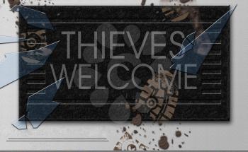 Thieves Welcome doormat. 3D rendering