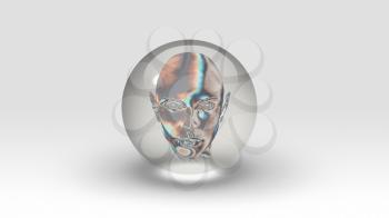 Woman inside bubble. 3D rendering.