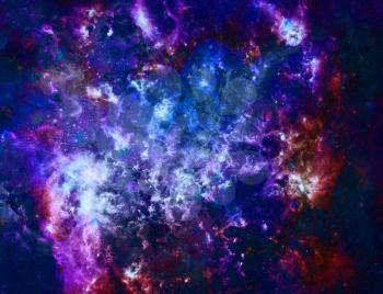 Colorful nebula in deep space. 3D rendering.