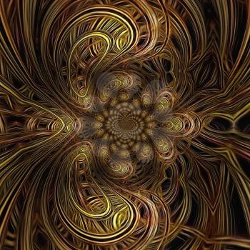 Abstract mirrored fractal painting. 3D rendering.