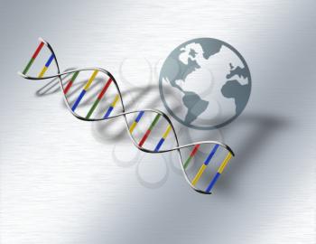 World genetic DNA. 3D rendering.