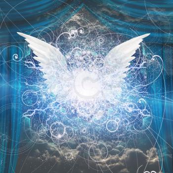 Angel Wings. Spiritual Painting. 3D rendering