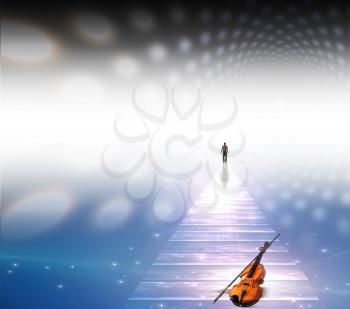 Musical Path. Spiritual art. 3D rendering