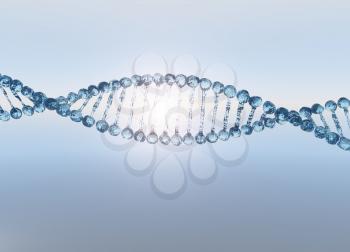 DNA helix strand made of water. 3D rendering