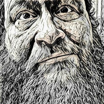 Illustration. Man with beard portrait. 3D rendering