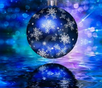 Christmass ornament. Water reflections. 3D rendering