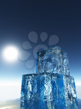 Cubes of Ice. 3D rendering