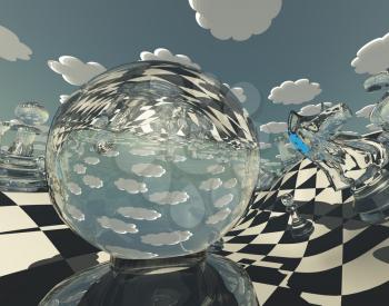 abstract illustration of chess figures at play. 3D rendering