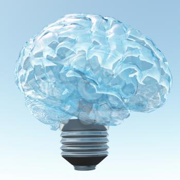 Brain-shaped light bulb. 3D rendering