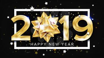 2019 Happy New Year Background Vector. Holiday Of 2019 Year. Premium Luxury. Christmas. Illustration