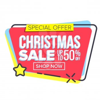 Christmas Big Sale Sticker Vector. Template For Advertising. Discount Tag, Special Offer Banner. Promo Icon. Isolated Illustration