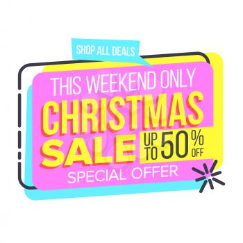 Christmas Big Sale Sticker Vector. Template Brochure. Special Offer Templates. Promotion Tag. Best Offer Advertising. Isolated Illustration