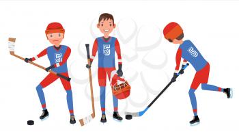 Ice Hockey Man Player Vector. Sports Concept. Athlete In Action. Cartoon Character Illustration