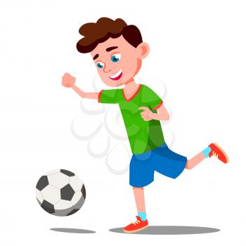 Child Playing Soccer On The Field Vector Isolated Illustration