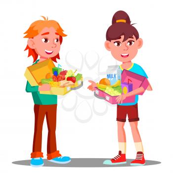 Healthy Food For Little Children Vector. Lunch Box. Illustration
