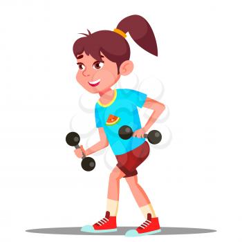 Girl Engaging In Fitness Vector. Sport. Healthy Illustration