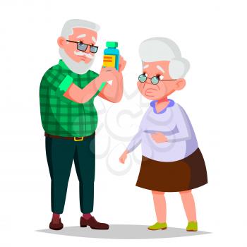 Elderly Couple Vector. Grandfather And Grandmother. Silver Hair. Senior Lady And Gentleman. Isolated Flat Cartoon Illustration