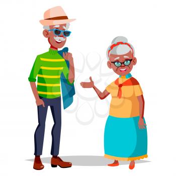 Elderly Couple Vector. Modern Grandparents. Old Age. With Glasses. Isolated Flat Cartoon Illustration